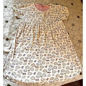 St. Eve Womens 3X Nightgown Pink Floral Gingham Heart Cotton Short Sleeve Sleep